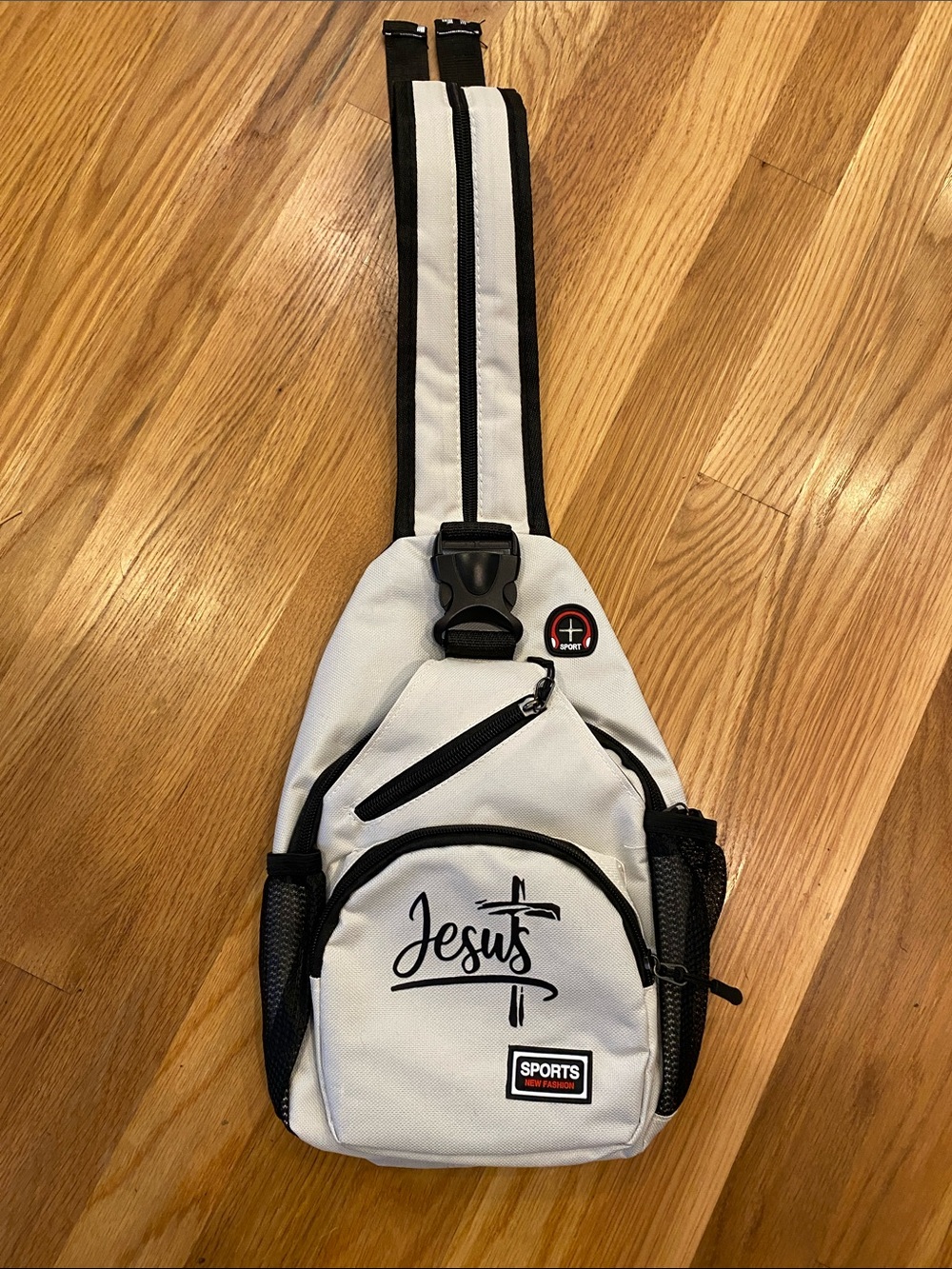 New White Canvas convertible 9”x13”backpack Sling Bag